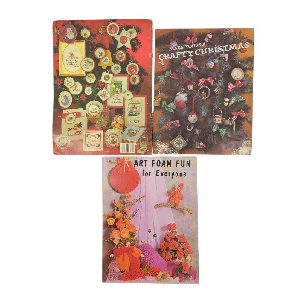 Cross Stitch Christmas Craft Art Foam Patterns 3 Project Books Ornaments Santa - Picture 2 of 11